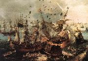 VROOM, Hendrick Cornelisz. Battle of Gibraltar qe oil painting on canvas